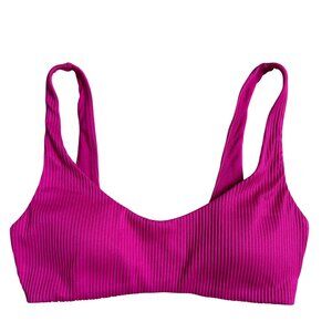 Express Ribbed Bikini Top (Hot Pink) - Medium